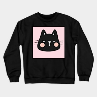 Black Cat on Pink Crewneck Sweatshirt